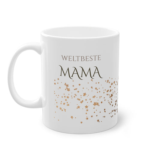 Weisse Tasse golden Glitter "weltbeste Mama"