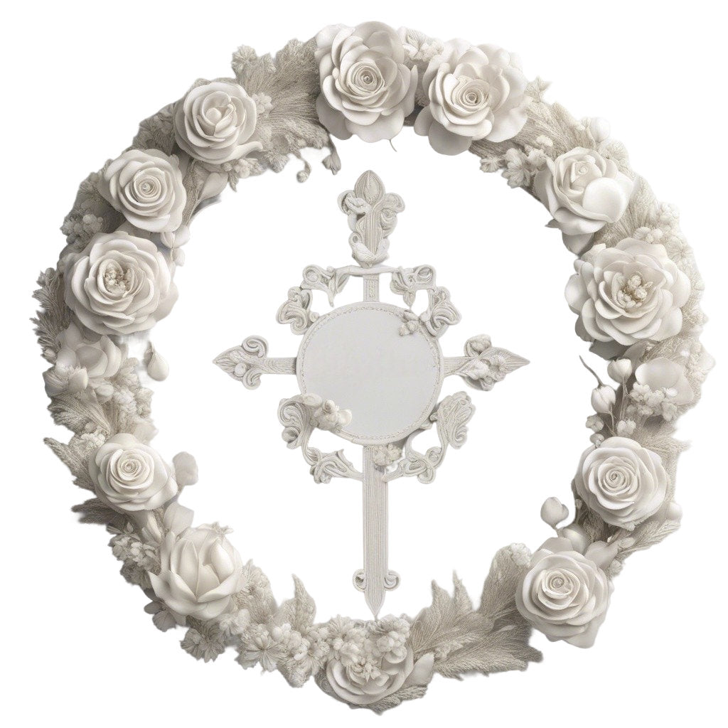 Blumenkranz mit Kreuz & Ornament - Bild zum Download