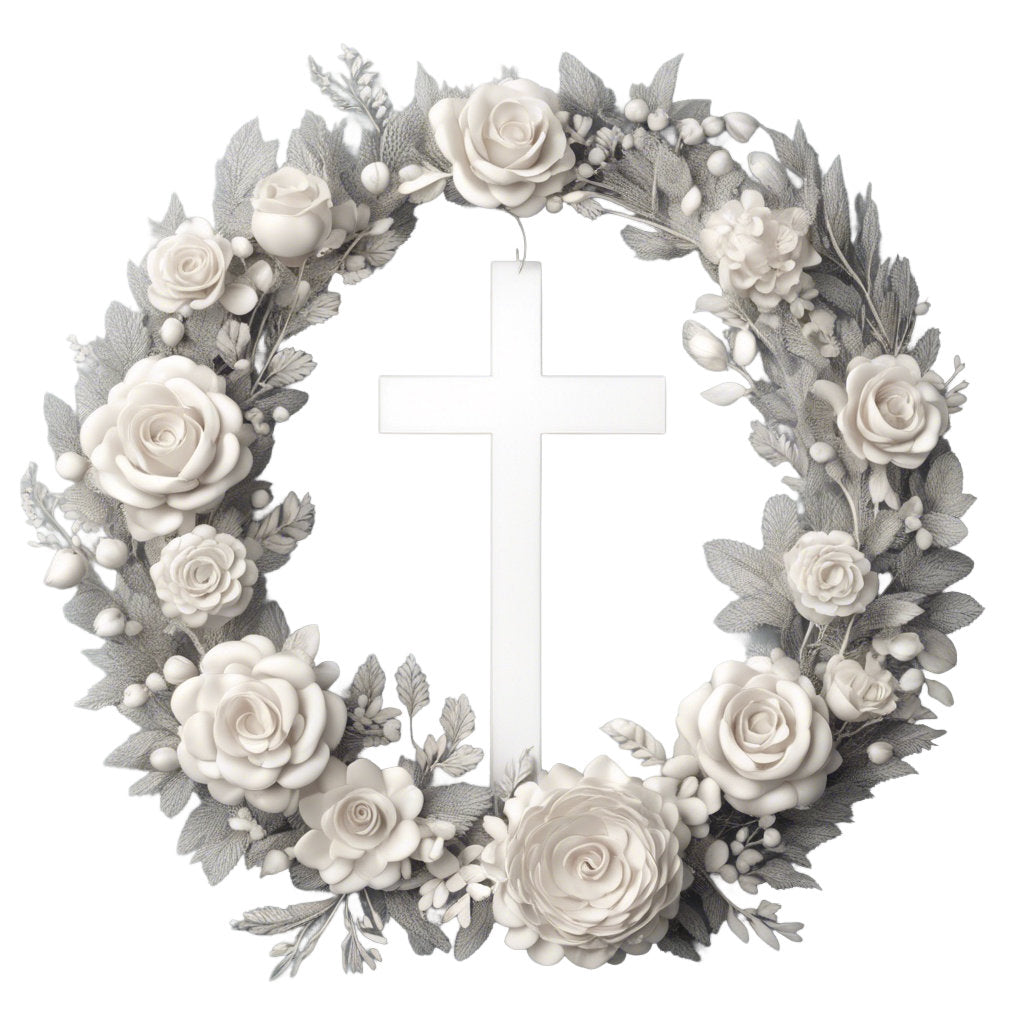 Blumenkranz mit Kreuz - Bild zum Download