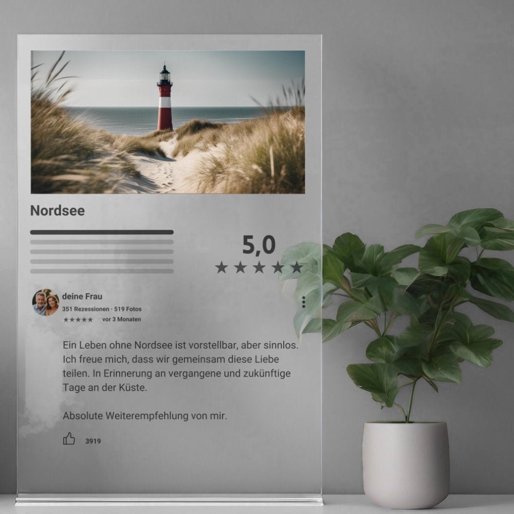 Internet Bewertung Acrylglas Nordsee personalisierbar mit Foto & Text