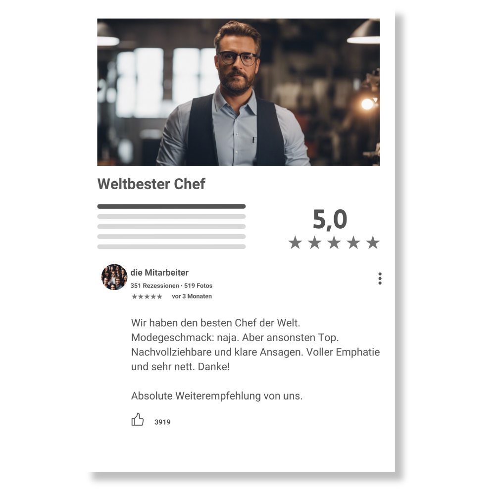 Internet Bewertung Acrylglas für Deinen Chef personalisierbar mit Foto & Text
