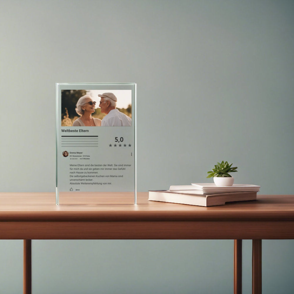 Internet Bewertung Acrylglas für Deine Eltern personalisierbar mit Foto & Text