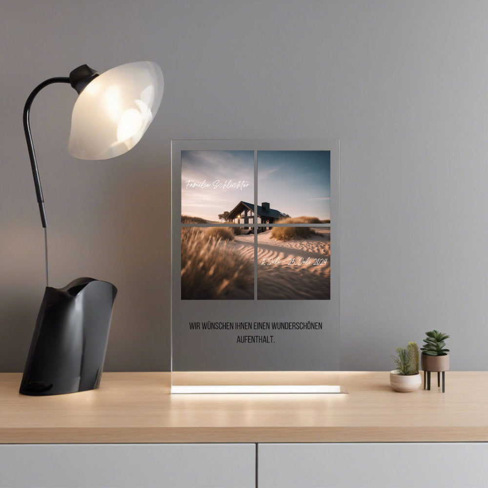 Willkommensgeschenk personalisiert auf Acryl für Ferienhaus Vermieter