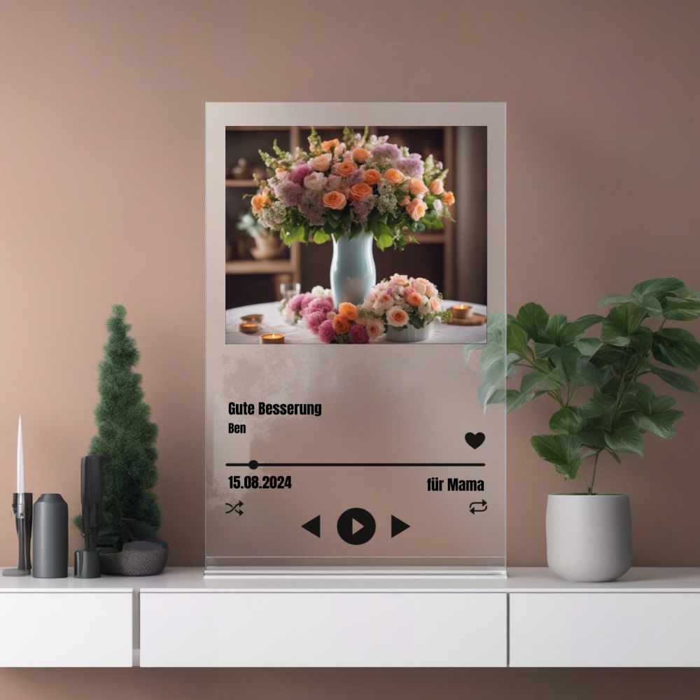 Album Cover Acryglas Genesungswünsche personalisierbar mit Foto & Text