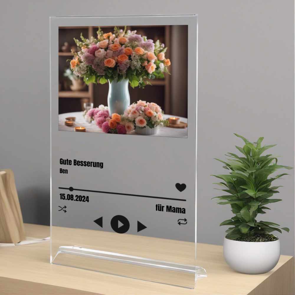 Album Cover Acryglas Genesungswünsche personalisierbar mit Foto & Text
