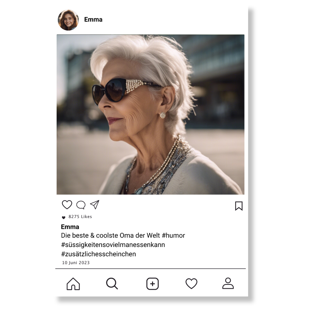 Social Media Post Acrylglasn für Oma personalisierbar mit Foto & Text