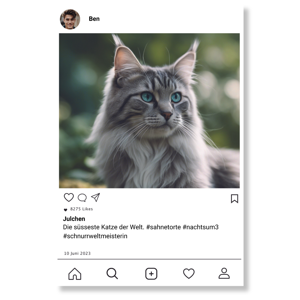 Social Media Post Acrylglas Katze personalisierbar mit Foto & Text
