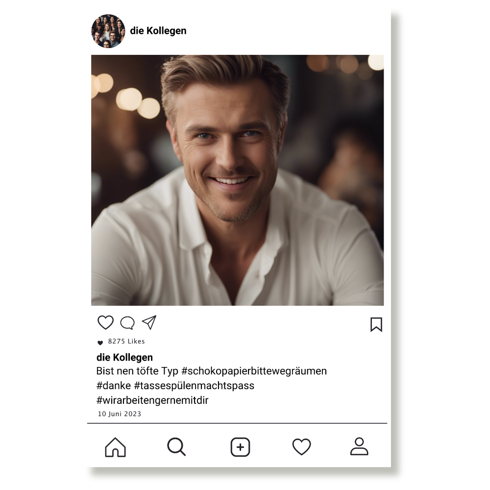Social Media Post Acrylglas für Euren Kollegen personalisierbar mit Foto & Text