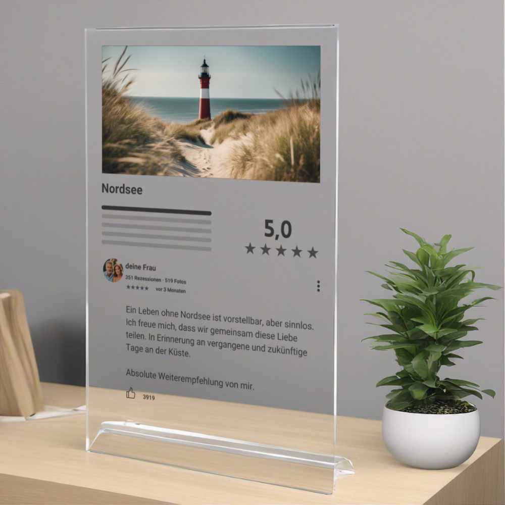 Internet Bewertung Acrylglas Nordsee personalisierbar mit Foto & Text