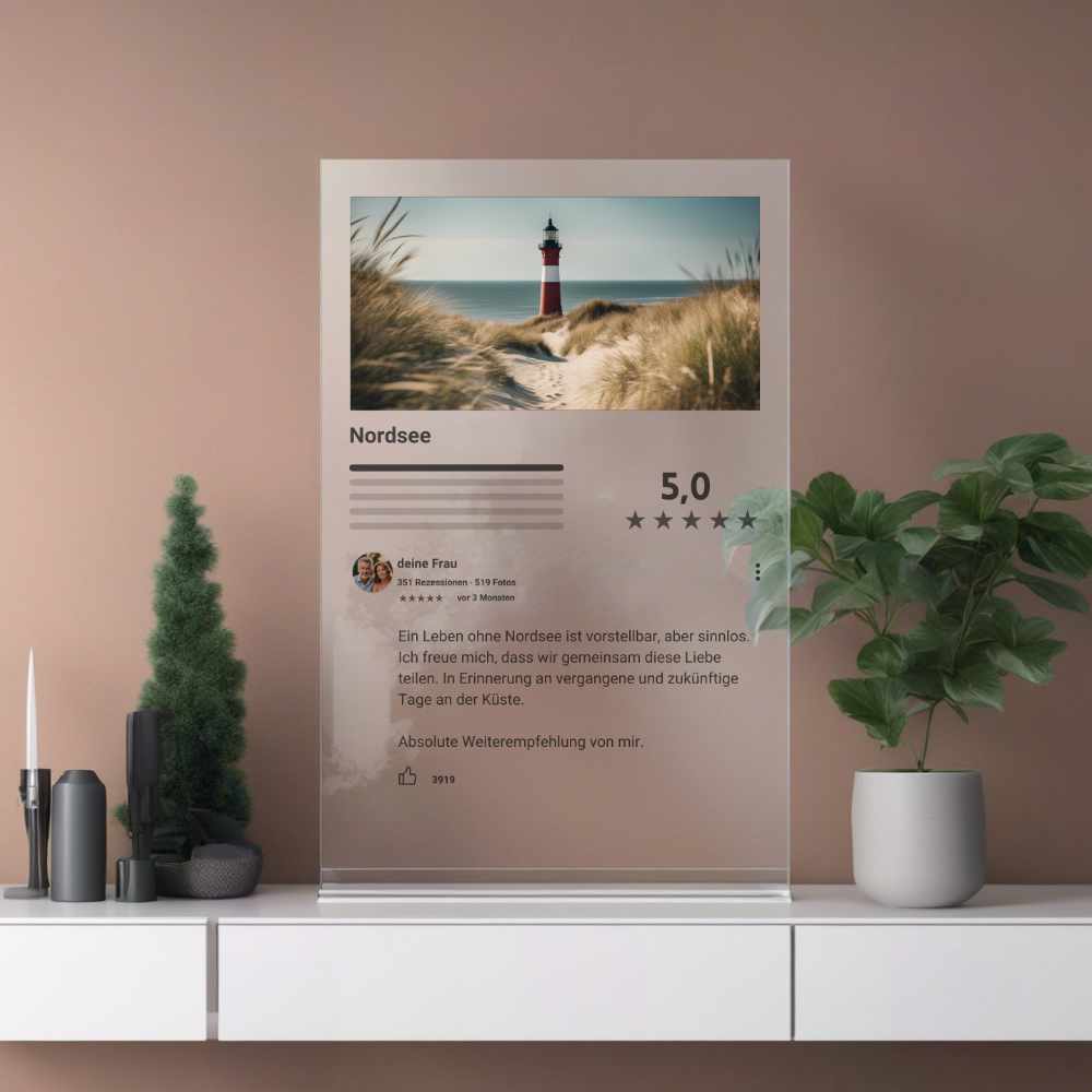 Internet Bewertung Acrylglas Nordsee personalisierbar mit Foto & Text