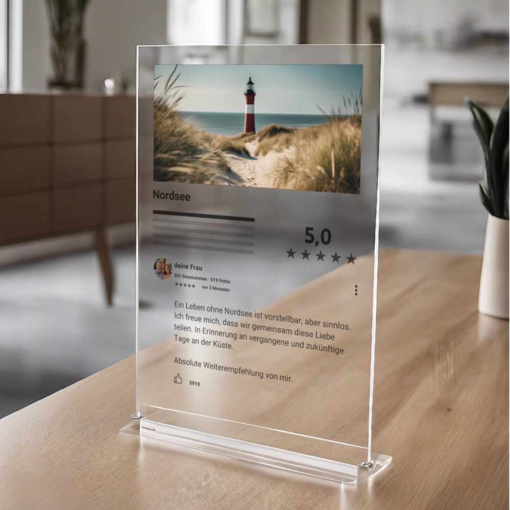Internet Bewertung Acrylglas Nordsee personalisierbar mit Foto & Text