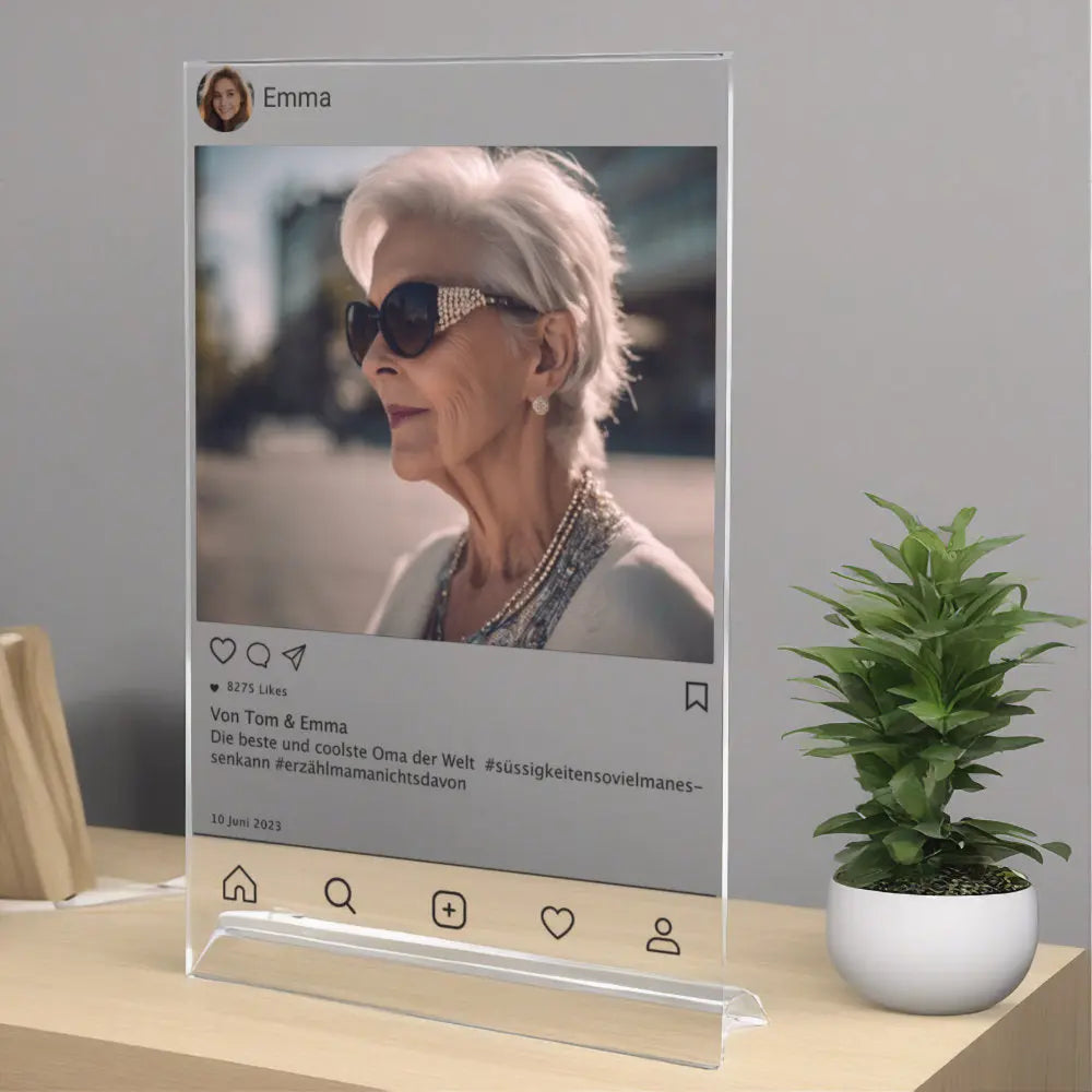 Instagram Post auf Acryl zum selbst Gestalten für Oma Geschenk Palast