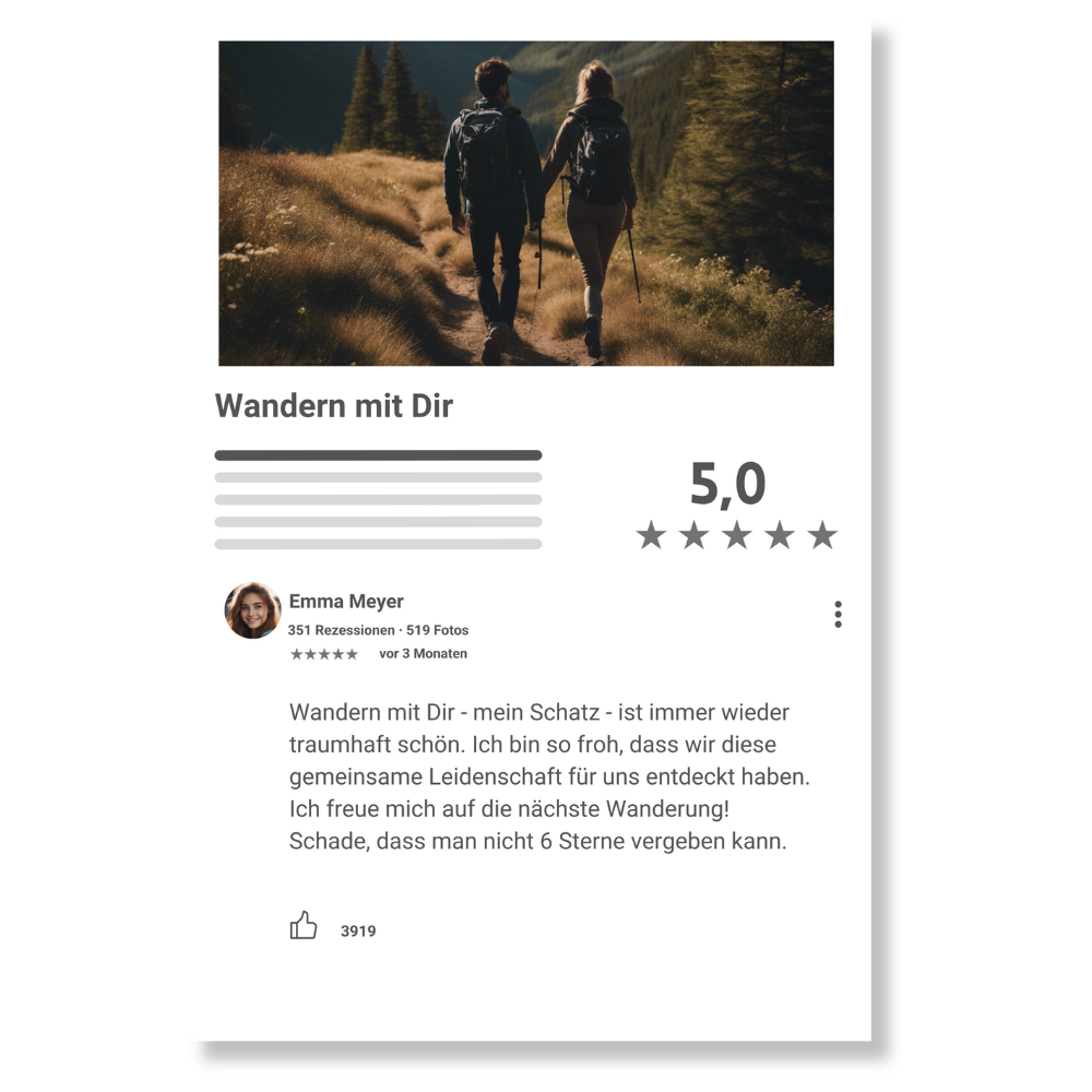 Internet Bewertung Acrylglas gemeinsame Unternehmung personalisierbar mit Foto & Text