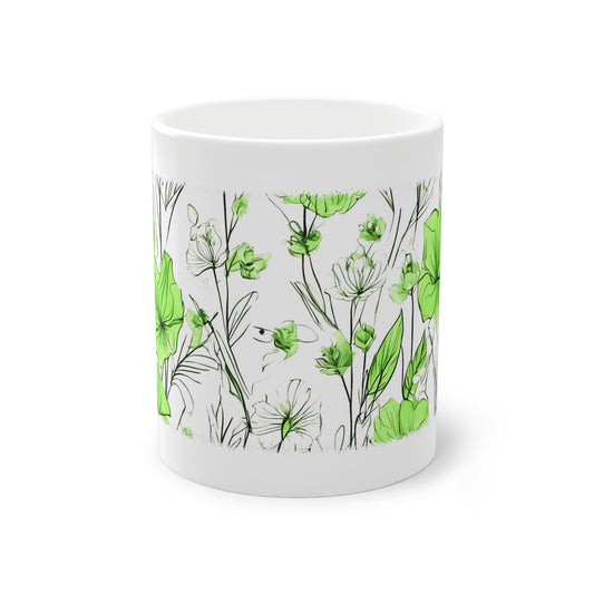 Weisse Tasse grüne Blumen