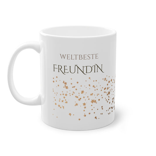 Copy of Weisse Tasse golden Glitter "weltbeste Freundin"
