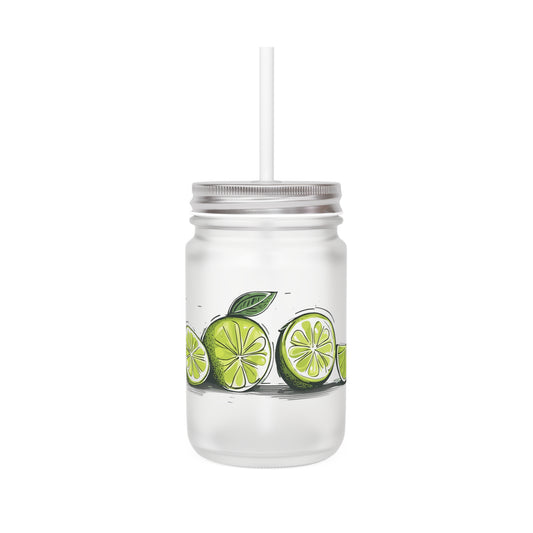 Trinkglas mit Deckel und Strohhalm "Limone"
