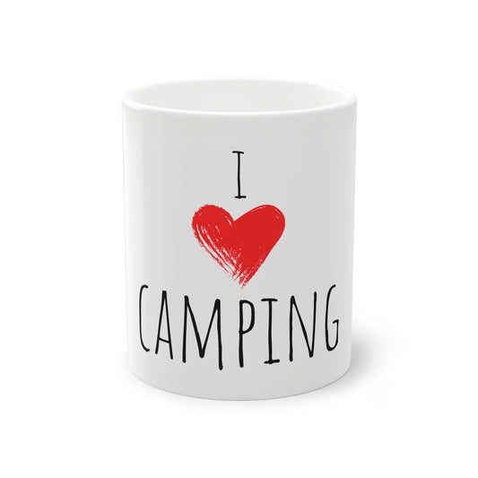 Weisse Tasse "I love camping"