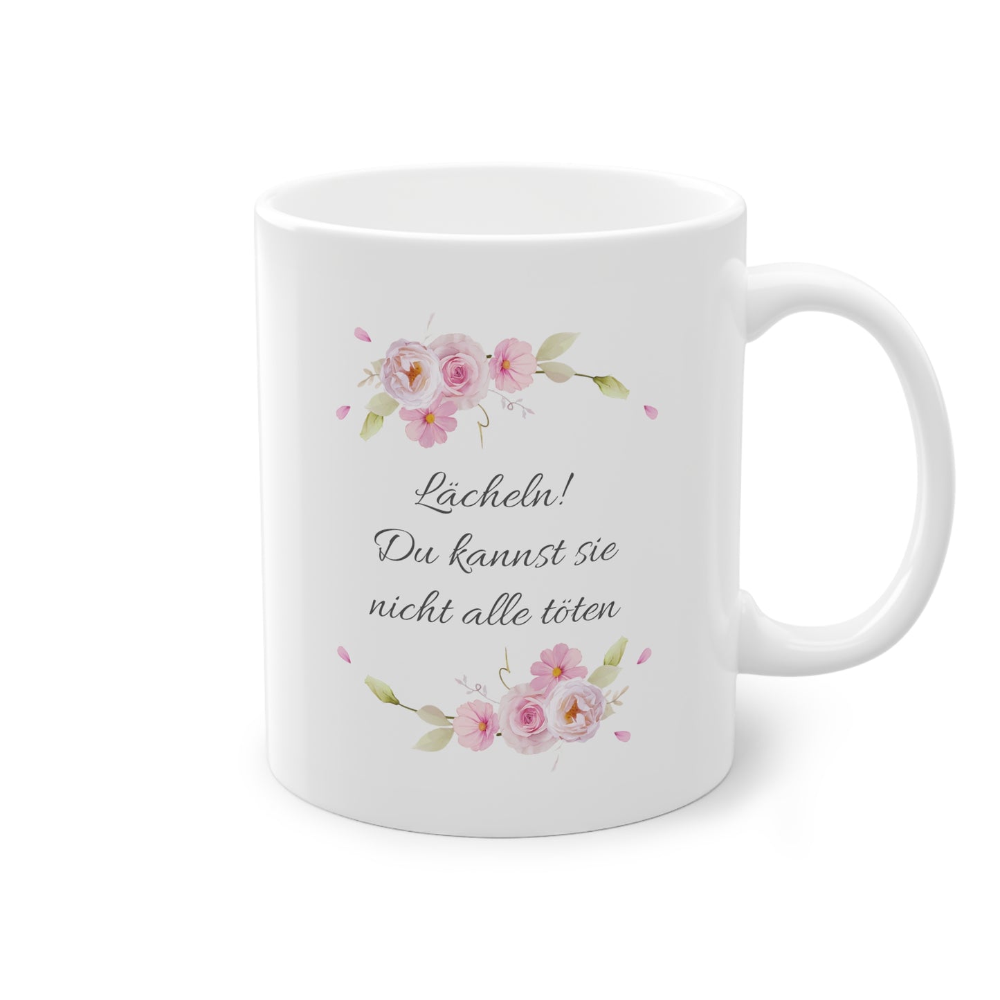 Weiße Pöbel Tasse Blumengirlande "Lächeln"