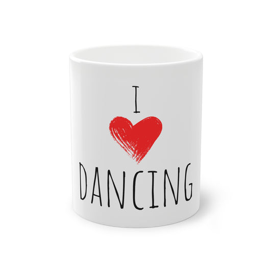 Weisse Tasse "I love dancing"