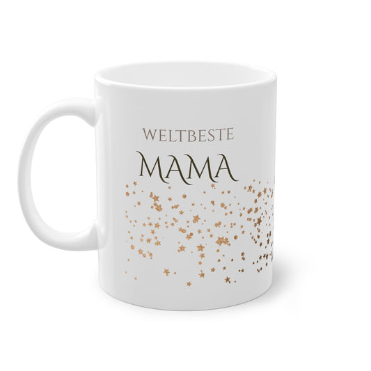 Weisse Tasse golden Glitter "weltbeste Mama"