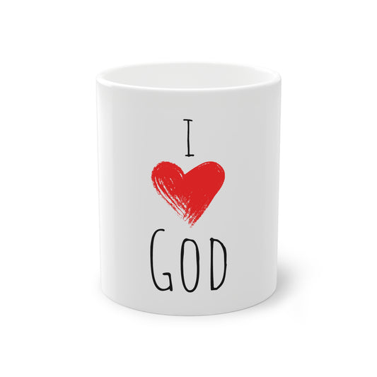 Weisse Tasse "I love God"