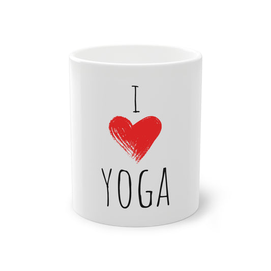 Weisse Tasse "I love yoga"