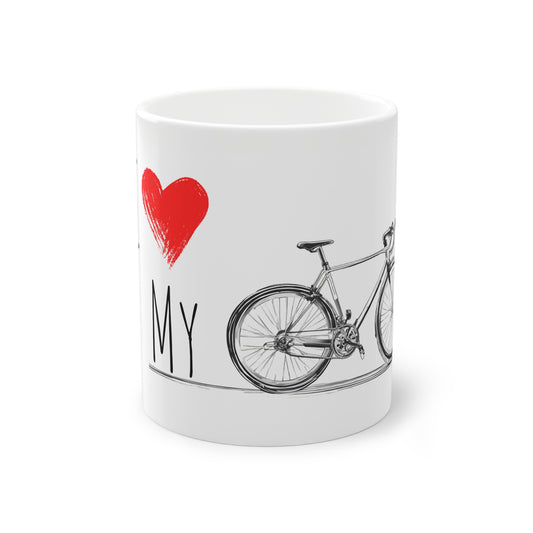 Weisse Tasse "I love my Bicycle"