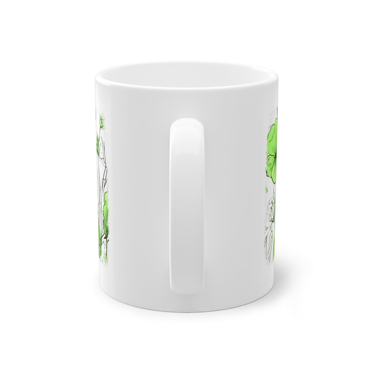 Weisse Tasse grüne Blumen