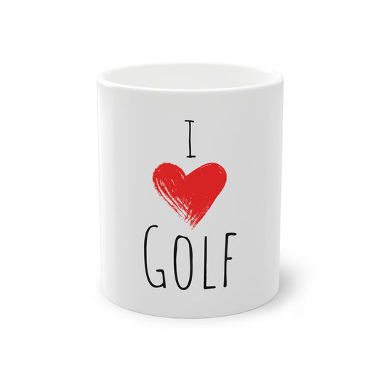 Weisse Tasse "I love Golf"