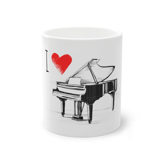Weisse Tasse "I love Piano"