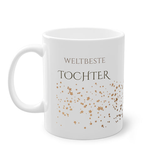 Weisse Tasse golden Glitter "weltbeste Tochter"