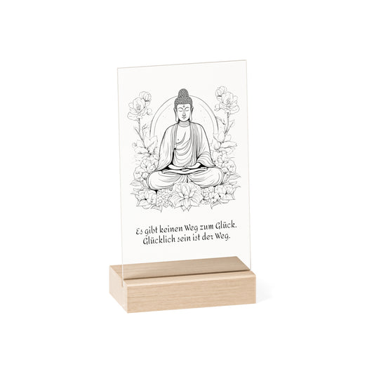 Acrylbild Sinnspruch Buddha "Glück"