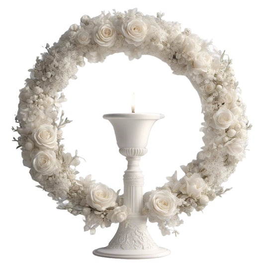 Blumenkranz mit Kerze - Bild zum Download