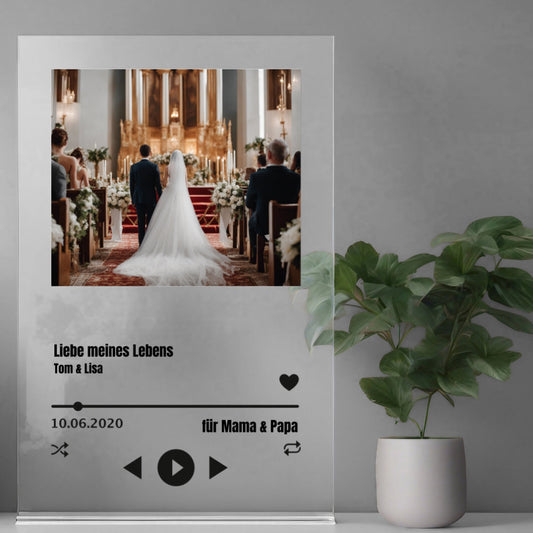 Album Cover Acryglas zur Hochzeit personalisierbar mit Foto & Text