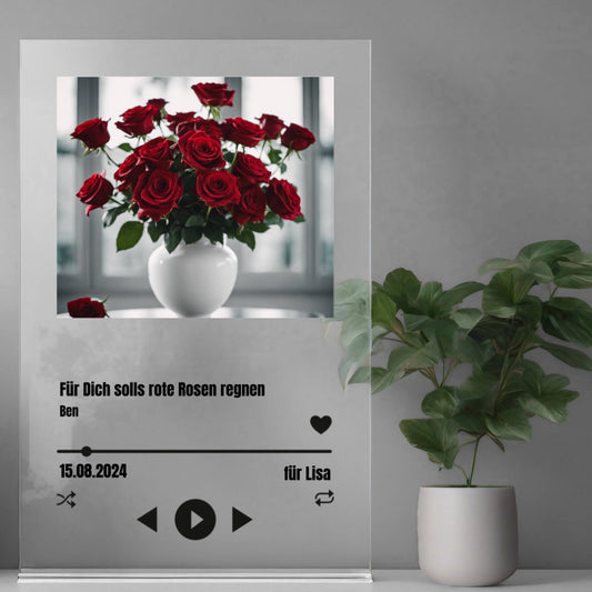 Album Cover Acryglas rote Rosen personalisierbar mit Foto & Text