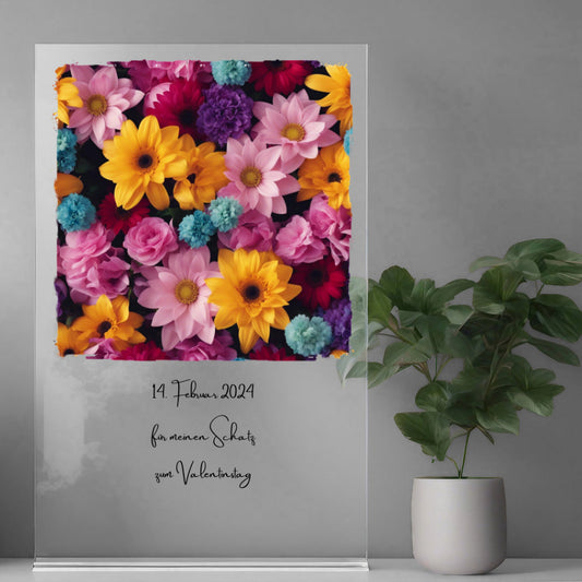 Blumenmeer farbig im Rahmen auf Acryl personalisierbar