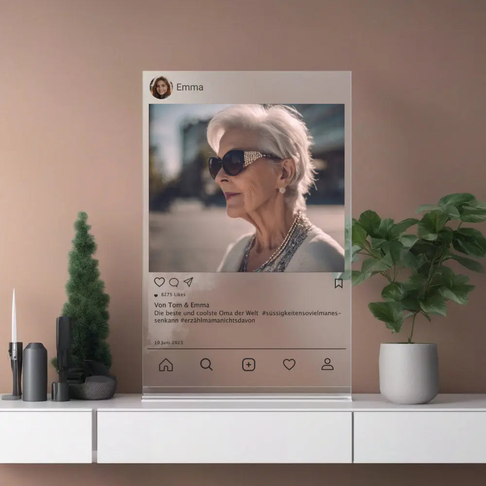 Instagram Post auf Acryl zum selbst Gestalten für Oma Geschenk Palast