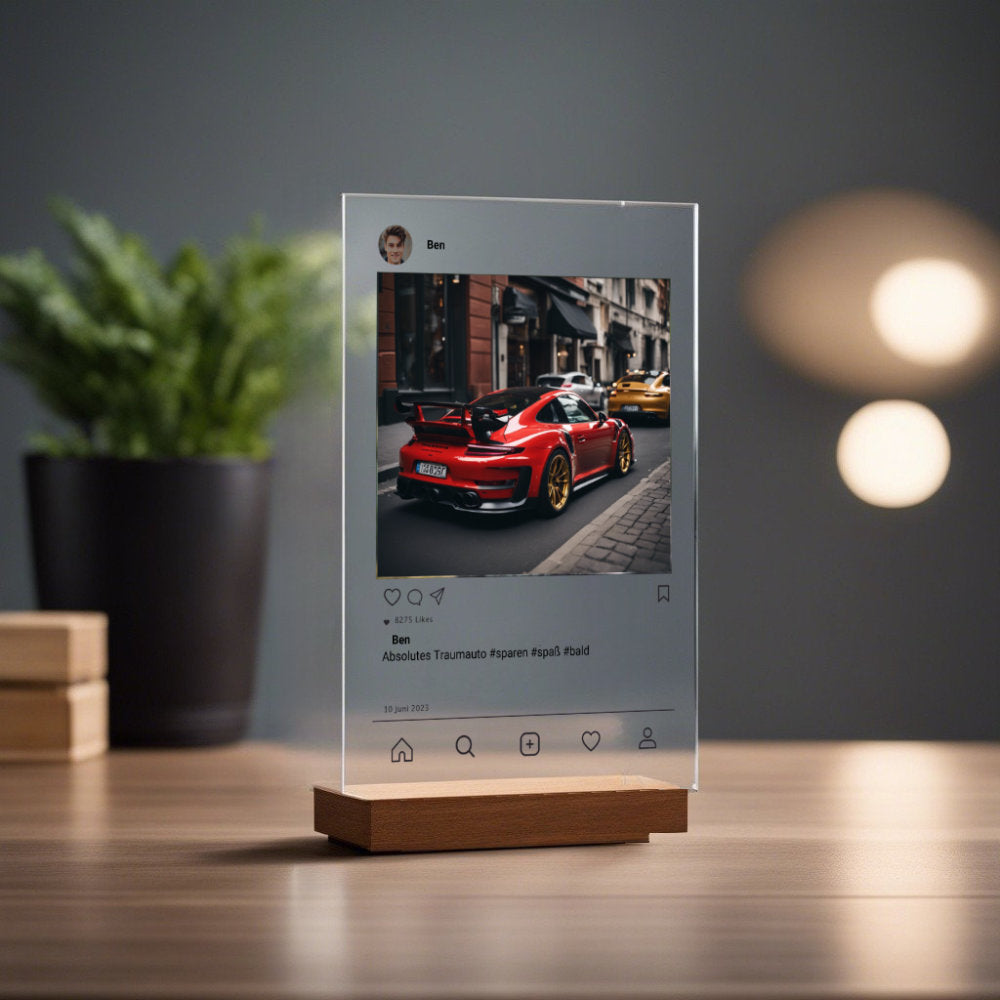 Social Media Post Acrylglas personalisierbar mit Foto & Text