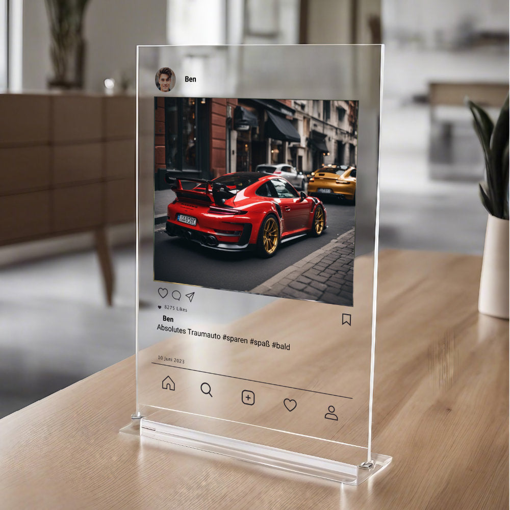 Social Media Post Acrylglas personalisierbar mit Foto & Text