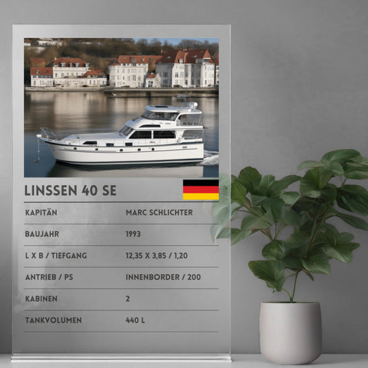 Quartettkarte Acrylglas personalisiert Boot personalisierbar mit Foto & Text