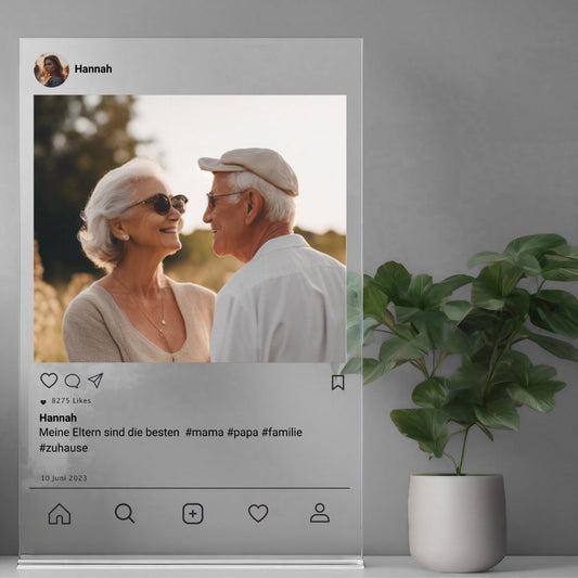Social Media Post Acrylglas für Deine Eltern personalisierbar mit Foto & Text